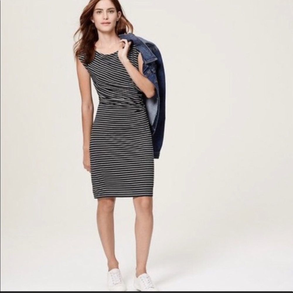 Loft striped dress waist faux warp dress size S